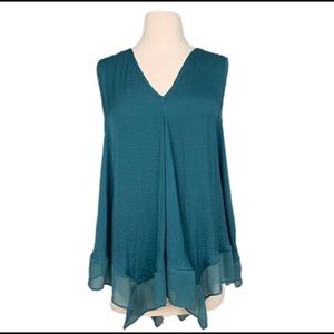 SIMPLY VERA VERA WANG Hankerchief Hem Top Teal M